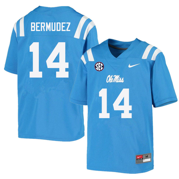 Men #14 Derek Bermudez Ole Miss Rebels College Football Jerseys Sale-Power Blue